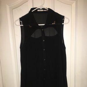 Black button up tank top